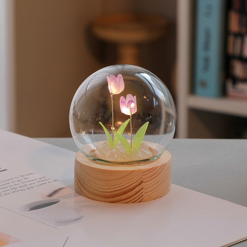 Artificial Tulip Flower Night Light Ornaments Handmade DIY
