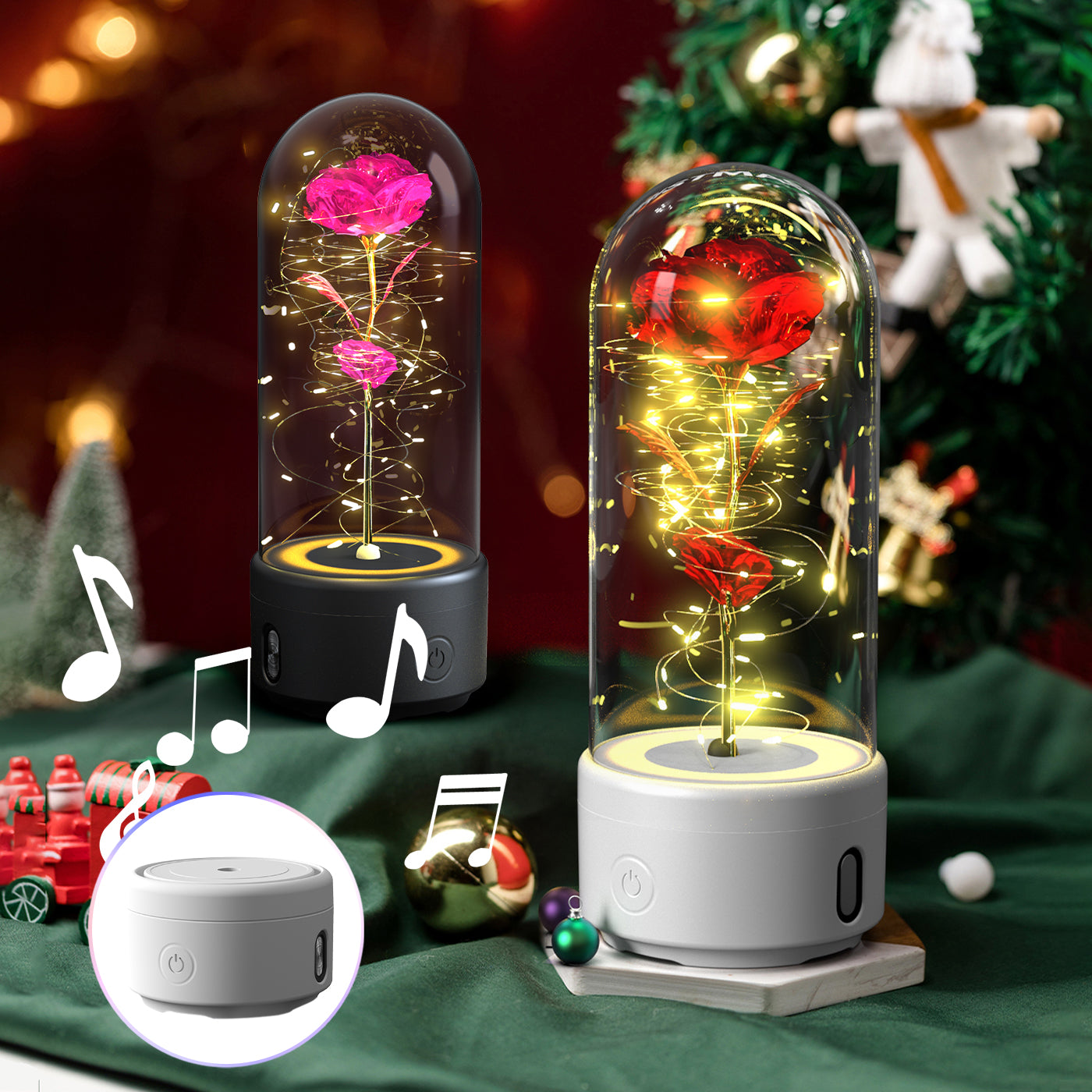 2 In 1 Rose Flowers LED Light & Bluetooth Speaker Valentine's Day Gift