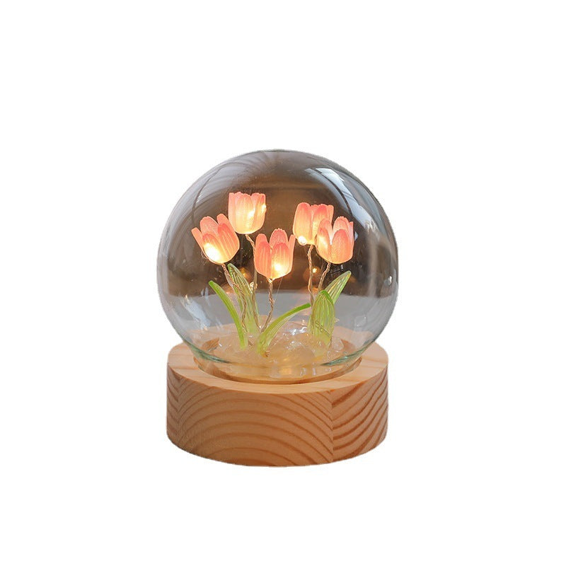 Artificial Tulip Flower Night Light Ornaments Handmade DIY