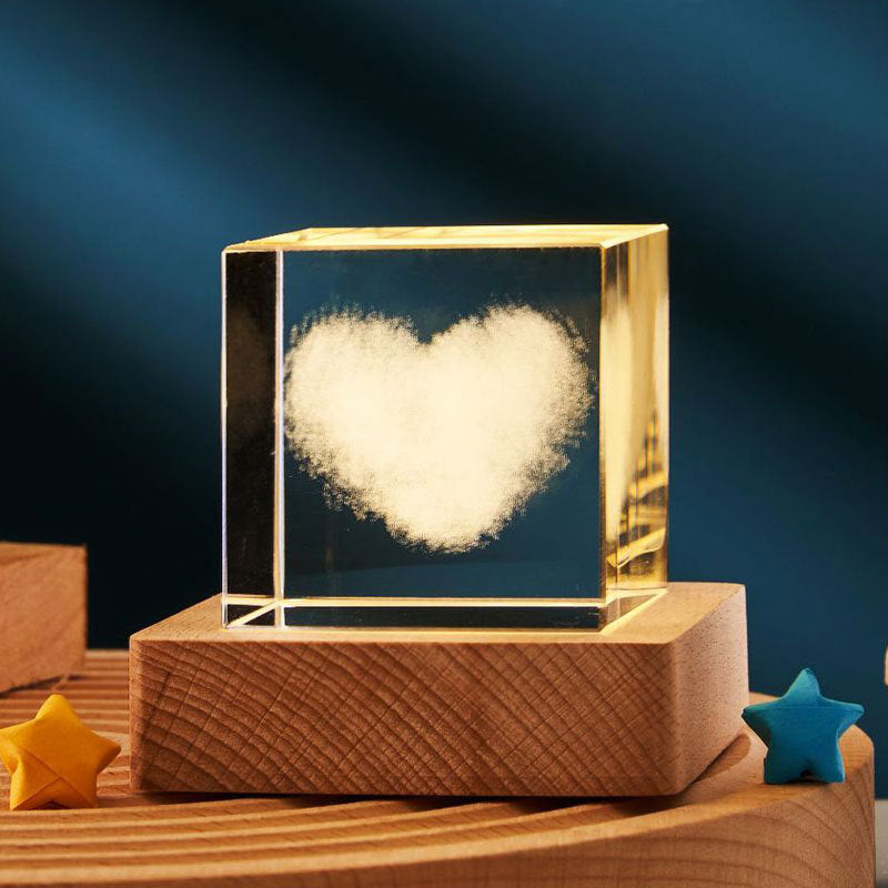 3D Transparent Crystal Cube Desktop Decoration
