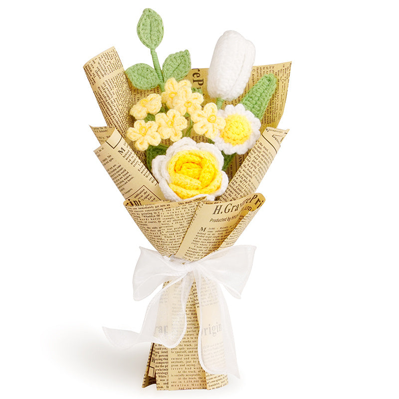 Creative Hand Weaving Knitted Finished Product Wool Flowers Bridal Bouquet