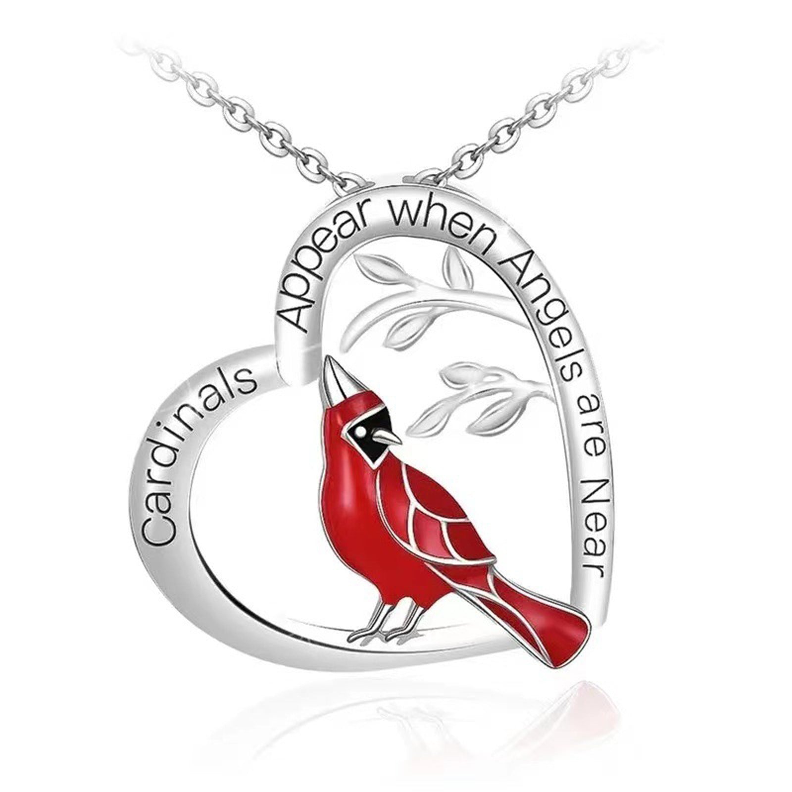 Creative Heart Shaped Cardinal Pendant Necklace