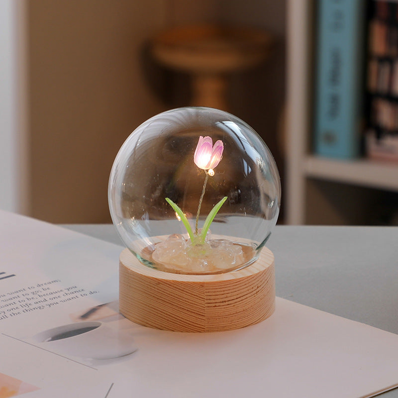 Artificial Tulip Flower Night Light Ornaments Handmade DIY