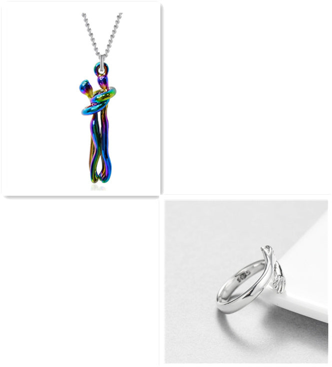 Love Hug Necklace Unisex Men Women Couple Jewelry