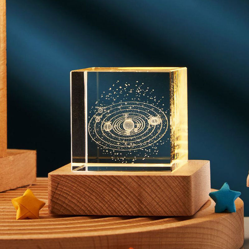 3D Transparent Crystal Cube Desktop Decoration