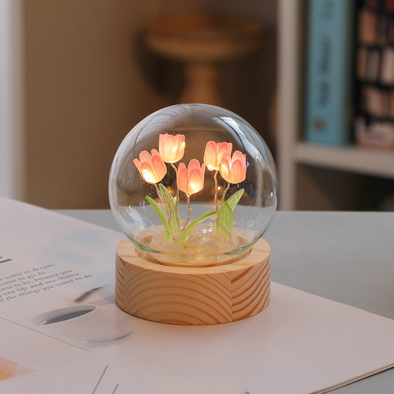 Artificial Tulip Flower Night Light Ornaments Handmade DIY