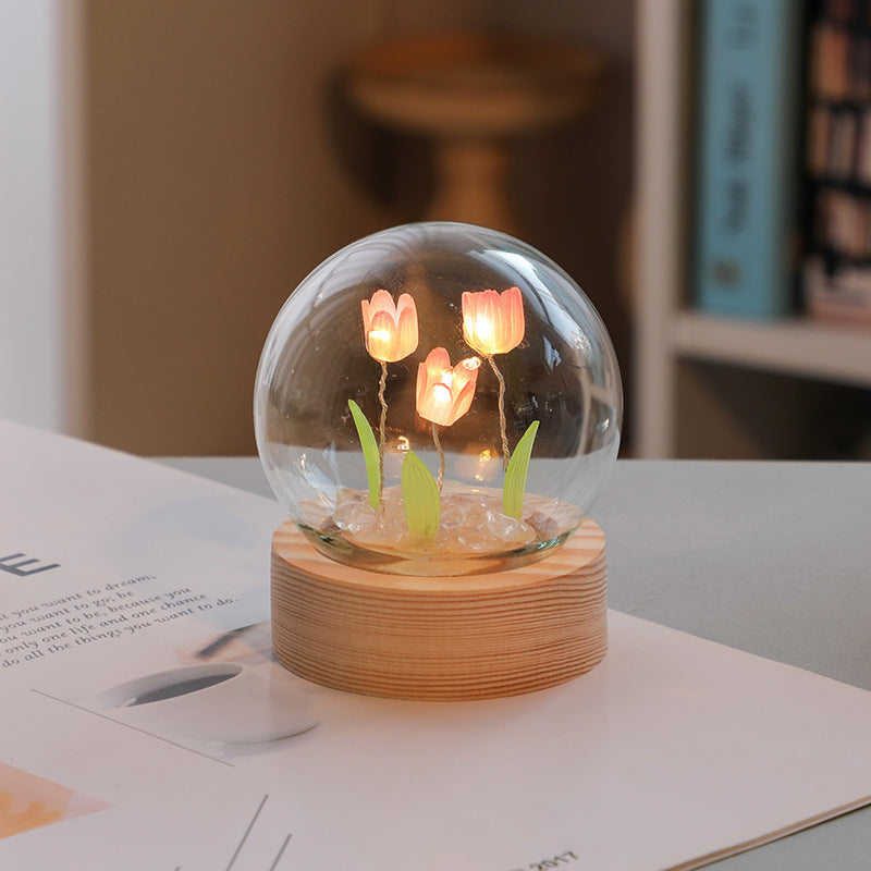 Artificial Tulip Flower Night Light Ornaments Handmade DIY
