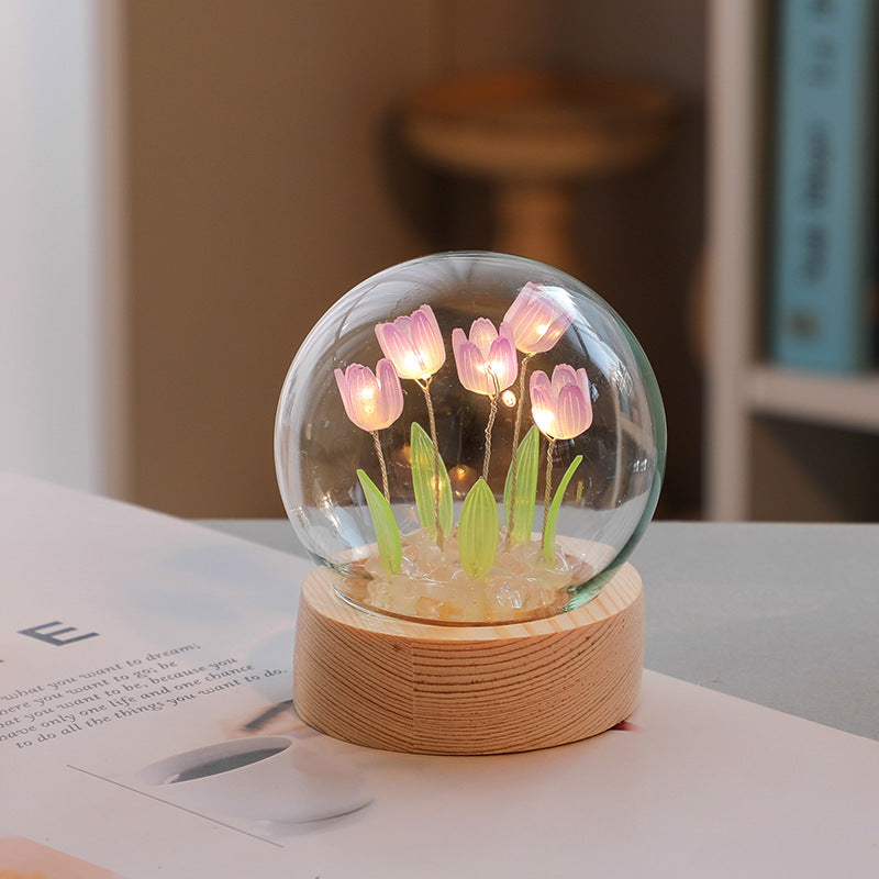 Artificial Tulip Flower Night Light Ornaments Handmade DIY