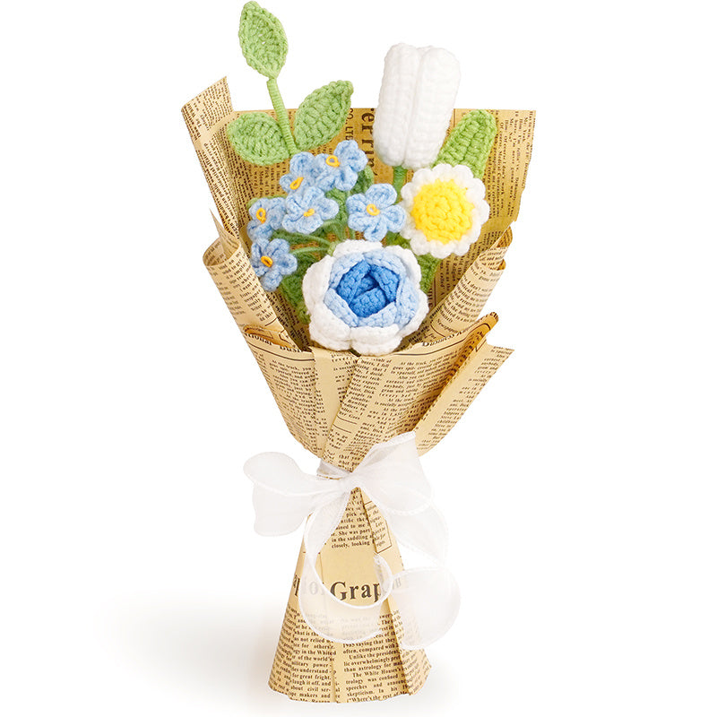Creative Hand Weaving Knitted Finished Product Wool Flowers Bridal Bouquet