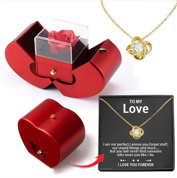 Fashion Jewelry Box Red Apple Gift Necklace